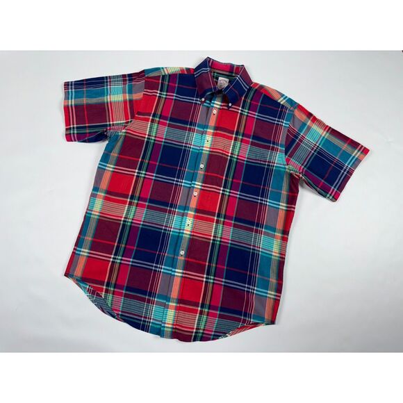 Brooks Brothers Madison Men’s Plaid Short Sleeve Button Up Shirt | Size Medium - Picture 2 of 7